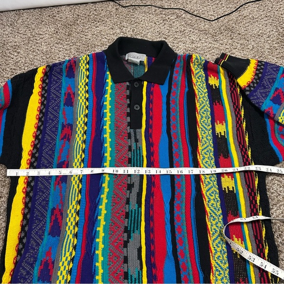 Vintage Tosani men’s textured 3D knit sweater multicolor collared size large - Picture 5 of 6